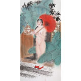  魏志平 四尺《雨打芭蕉》 河北省美協會員