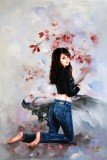 著名青年油畫家朱藝林 布面油畫 《花季少女》（詢價）
