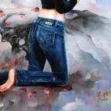 著名青年油畫家朱藝林 布面油畫 《花季少女》（詢價）