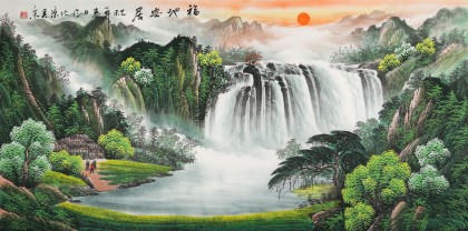 【已售】吳東四尺聚寶盆山水畫(huà)《福地安居》