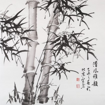 【已售】安徽美協何華賢 四尺斗方 竹子畫《清風雅韻》