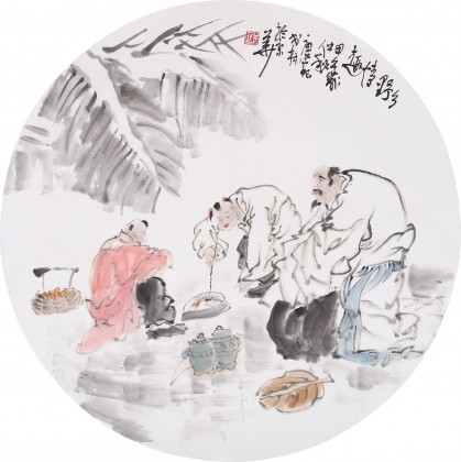 南海禪寺 妙林居士 人物畫《鄉(xiāng)野情趣》