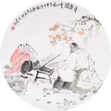 南海禪寺 妙林居士 人物畫《琴聲潤童心》