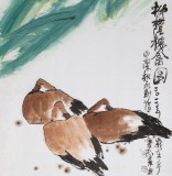 國家一級美術(shù)師王永剛 四尺手指畫《柳蔭棲禽圖》(詢價)