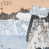 吉林著名山水畫家 張勇 四尺斗方《嵐光清靈》