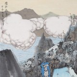 吉林著名山水畫家 張勇 四尺斗方《碧水流春》