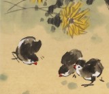 【已售】劉紀(jì)四尺斗方花鳥畫《一家親》