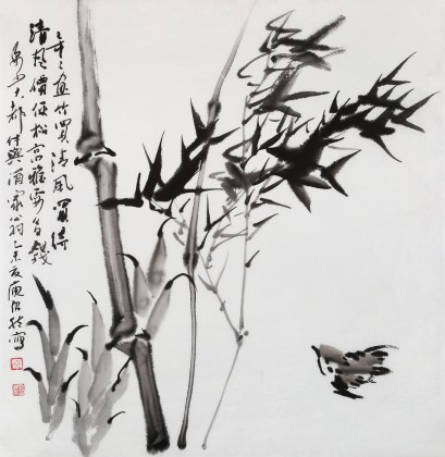 庾超然四尺斗方《風竹圖》 黃鶴樓書畫院院長
