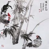 黃石子 四尺斗方《喂，在這兒》 皖南書畫名家