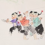 當代鄉(xiāng)土童趣繪畫名家尹和平 四尺《春風(fēng)》