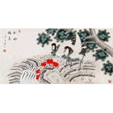 張洪山 四尺《松齡鶴壽》