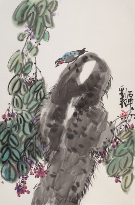 劉紀(jì) 四尺三開《花蔭低語》 中國畫大家 真跡收藏（詢價）