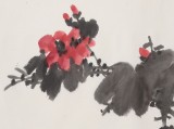 劉紀 四尺三開《山茶花開》 中國畫大家 真跡收藏（詢價）