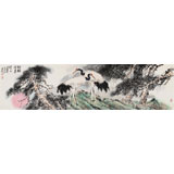 王向陽(yáng) 六尺對(duì)開(kāi)《松鶴同壽》中國(guó)美術(shù)家協(xié)會(huì)會(huì)員（詢價(jià)）