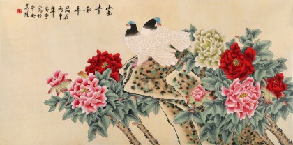 【已售】北京美協凌雪四尺《富貴和平》