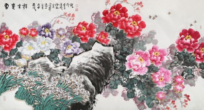 曲逸之 六尺《富貴吉祥》 河南省著名花鳥(niǎo)畫(huà)家