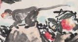 曲逸之 六尺對開《得壽圖》 河南省著名花鳥畫家