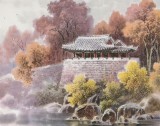 朝鮮畫家范青 四尺《蓮光亭的早晨》