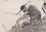 【已售】郭廷 四尺斗方《一人獨占一江秋》 當代獨具特色的水墨人物名家（詢價）