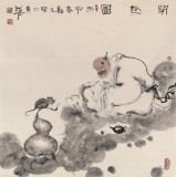 【已售】郭廷 四尺斗方《閑趣圖》 當(dāng)代獨(dú)具特色的水墨人物名家（詢價(jià)）