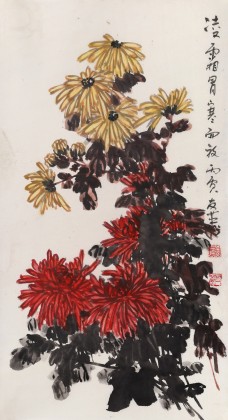 已故山野派繪畫大家鄒友蒸《凌霜冒寒而放》 1986年作