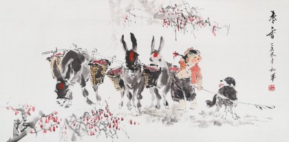當(dāng)代鄉(xiāng)土童趣繪畫名家尹和平 四尺《棗香》