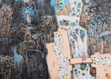 吉林著名山水畫家 張勇 四尺斗方《靈溪幽泛》