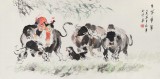 當(dāng)代鄉(xiāng)土童趣繪畫(huà)名家尹和平 四尺《牛背童年》