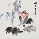 【已售】張春奇 四尺斗方《情思》徐悲鴻紀念館藝術中心理事