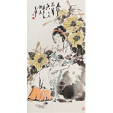 【已售】李立辰三尺《春風花草香》河北著名仕女畫家（詢價）