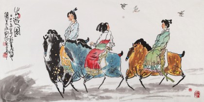 國家一級美術(shù)師王永剛 四尺《出游圖》(詢價)