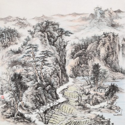 曹寶峪四尺斗方《春山圖》