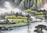 張慧仁四尺山水畫《清泉鳴江畔》