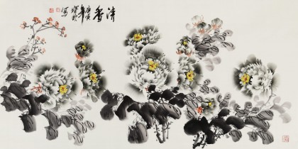 王寶欽四尺《清香》當(dāng)代花鳥(niǎo)牡丹畫(huà)名家（詢價(jià)）