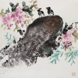 王寶欽 四尺斗方《紫云飄香》當代花鳥牡丹畫名家（詢價）