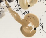 王寶欽 四尺團(tuán)扇葫蘆《秋實(shí)圖》當(dāng)代花鳥(niǎo)牡丹畫名家（詢價(jià)）