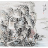曹寶峪四尺斗方《飛瀑圖》