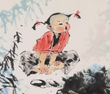 當代鄉土童趣繪畫名家尹和平 四尺《小羊倌》