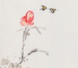 曲逸之 四尺對開《富貴花開》 河南省著名花鳥畫家