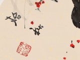 當(dāng)代鄉(xiāng)土童趣繪畫名家尹和平 扇面《拾秋》