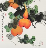 黃藝三尺斗方招財辟邪葫蘆畫《福祿圖》
