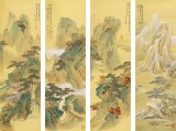 【已售】何實 四條屏《四時山水》吉林著名山水畫家