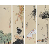 國家一級美術(shù)師王永剛 手指畫《花鳥四條屏》(詢價(jià))