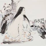 李立辰四尺斗方《荷塘深處》河北著名仕女畫家（詢價）