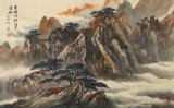 何實 四尺三開《吾將此地巢云松》吉林著名山水畫家