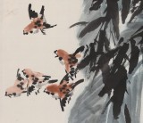 已故山野派繪畫大家鄒友蒸《麻雀報(bào)喜》 1986年作