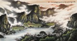 張慧仁六尺精品山水畫《春山半是云》