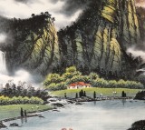 張慧仁六尺精品山水畫《春山半是云》