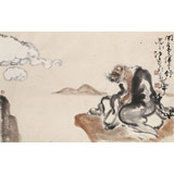 【已售】郭廷 四尺三開《閑看云卷云舒》 當代獨具特色的水墨人物名家（詢價）