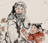 楊西沐 四尺三開《親情》 中國美術家協會會員（詢價）